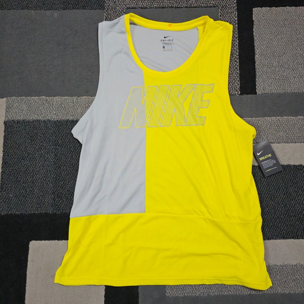 Nike Dri-FIT Tank Top Mens XL Yellow Grey NWT CJ4739-731